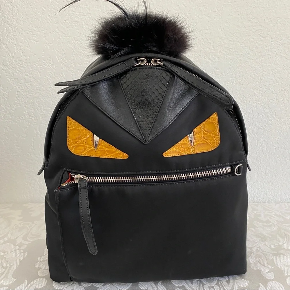 Fendi | Bags | Fendi Black Nylon Leather And Fur Monster 